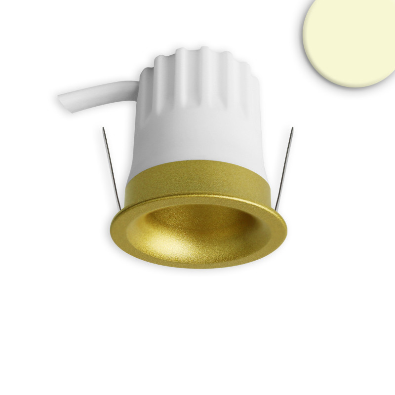 LED Einbaustrahler BACK32, gold, rund, 5W, CRI90, 3000K, rückversetzt, Honeycomb, dimmbar