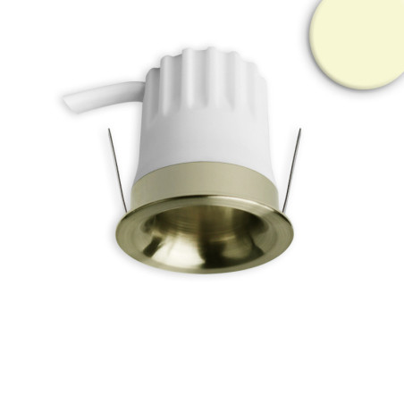 LED Einbaustrahler BACK32, messing geb., rund, 5W, CRI90, 3000K, rückversetzt, Honeycomb, dimmbar