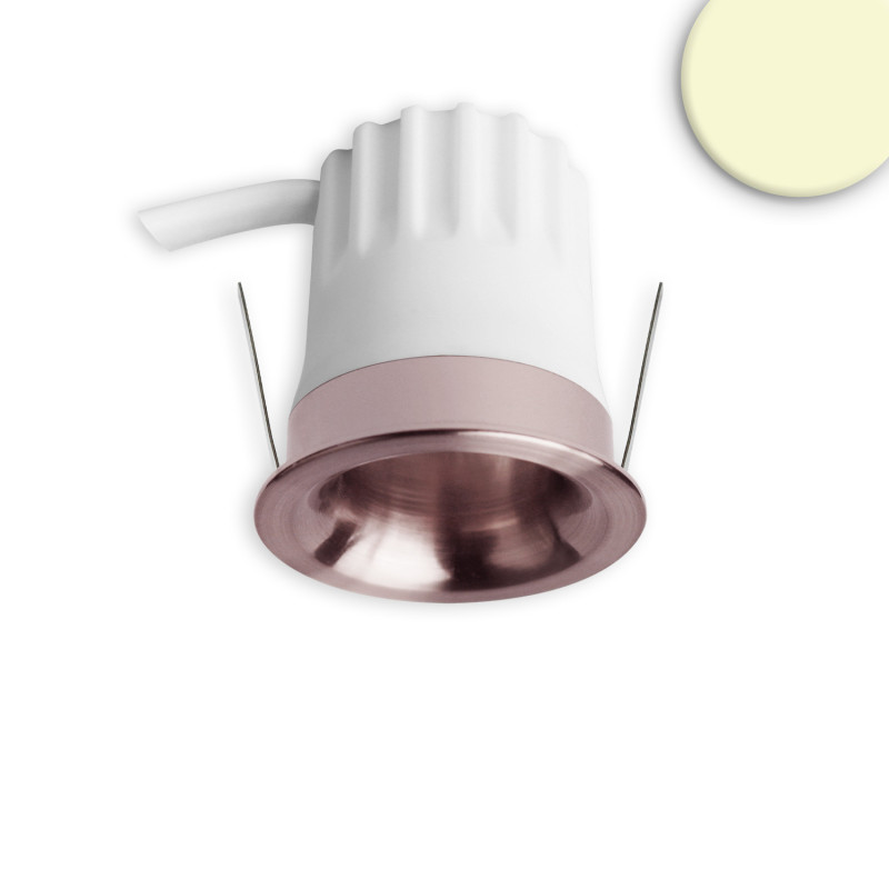 LED Einbaustrahler BACK32, rosegold, rund, 5W, CRI90, 3000K, rückversetzt, Honeycomb, dimmbar