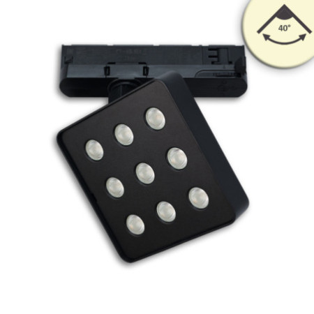 3-Phasen Schienenstrahler MATRIX, 20W, 40°, schwarz, 3000K, UGR unter 19