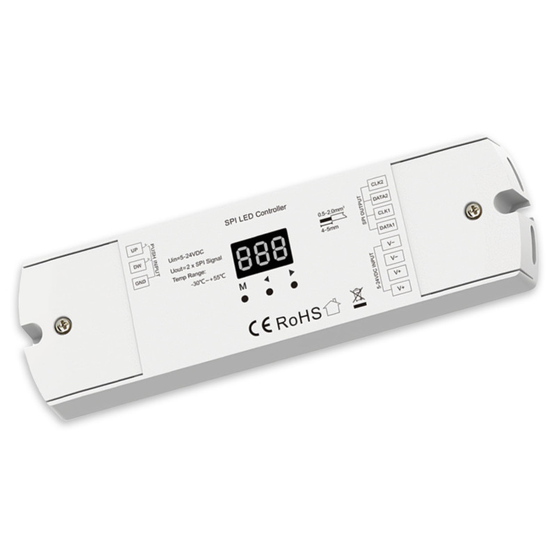 LED Dual-Push-SPI-Controller für 8-960 Pixel sequenziell, 5-24V DC, 15A
