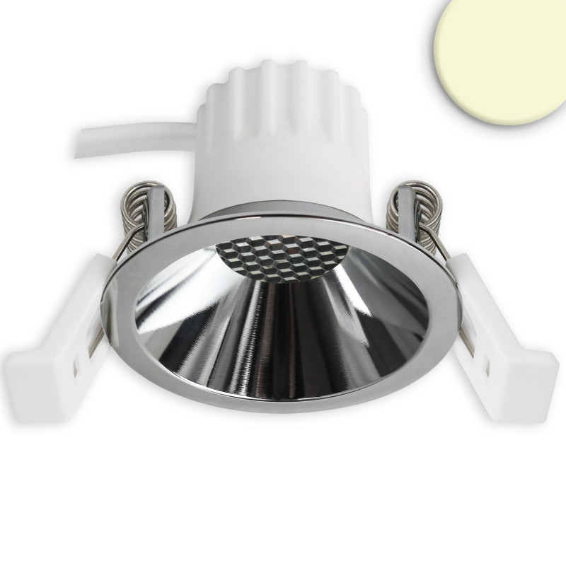 LED Einbaustrahler BACK45, alu glänzend, rund, 5W, CRI90, 3000K, rückversetzt, Honeycomb, dimmbar