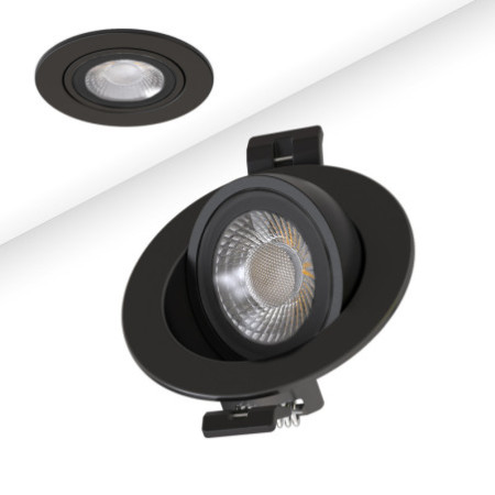 LED Einbaustrahler Sphere-68 schwenkbar, 6W, 40°, 2700|3000|4000K, CRI90, schwarz, dimmbar