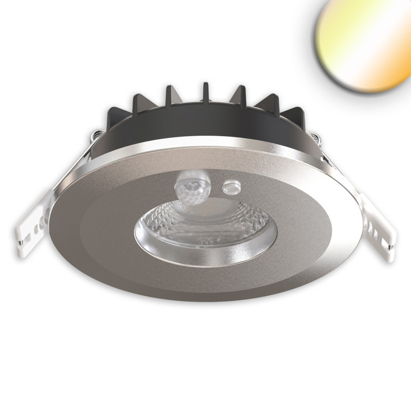 LED Einbaustrahler Vario-68 mit PIR-Sensor 6W, 60°, 2700|3000|4000|6000K, IP65, CRI90, chrom