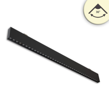 LED Hängeleuchte Raster UGR unter 19, 36°, 120cm, schwarz, 30W, 3000K, DALI dimmbar
