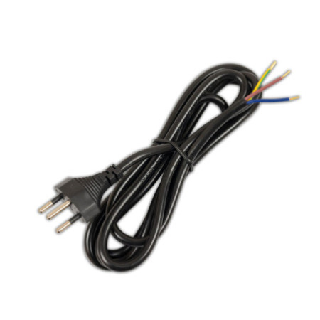 Anschlussleitung 1,5m mit Stecker Typ J - Schweiz, H05VV-F3G0,75mm², schwarz, offene Enden