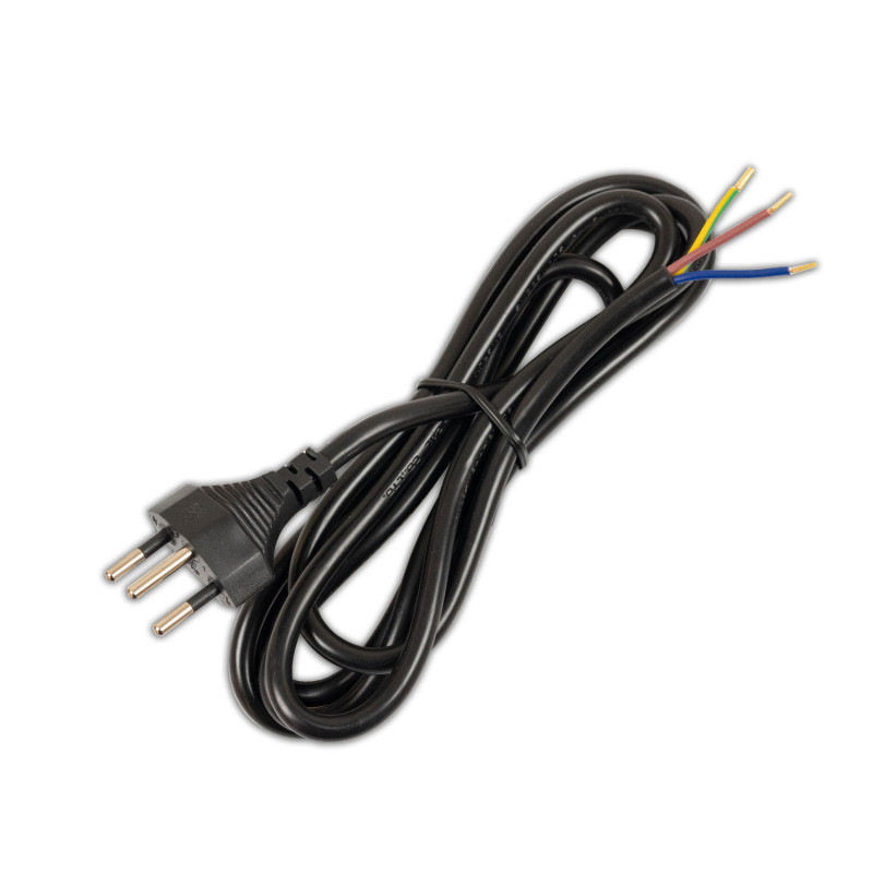Anschlussleitung 1,5m mit Stecker Typ J - Schweiz, H05VV-F3G0,75mm², schwarz, offene Enden