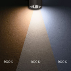 LED Deckenaufbaustrahler IP65, schwarz, 10W, ColorSwitch 3000|4000|5000K, dimmbar