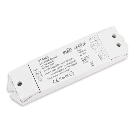 DALI DT6 4 Adressen PWM-Dimmer, 4 Kanal, 12-24V DC 4x5A, 36-48V DC 4x3A