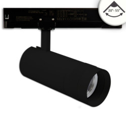 3-Phasen Schienenstrahler fokussierbar, 24W, 20°-55°, schwarz matt, 4000K, dimmbar