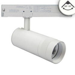 3-Phasen Schienenstrahler fokussierbar, 24W, 20°-55°, weiß matt, 4000K, dimmbar