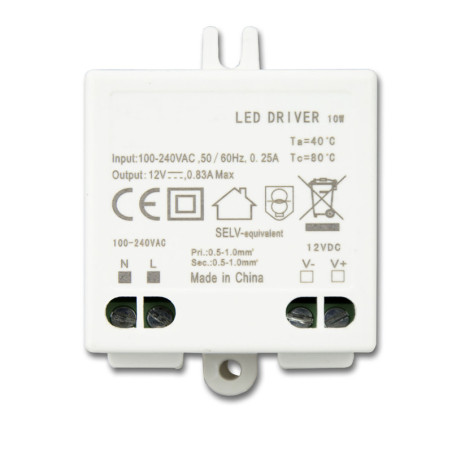 LED Trafo 12V/DC, 0-10W, SELV, flach