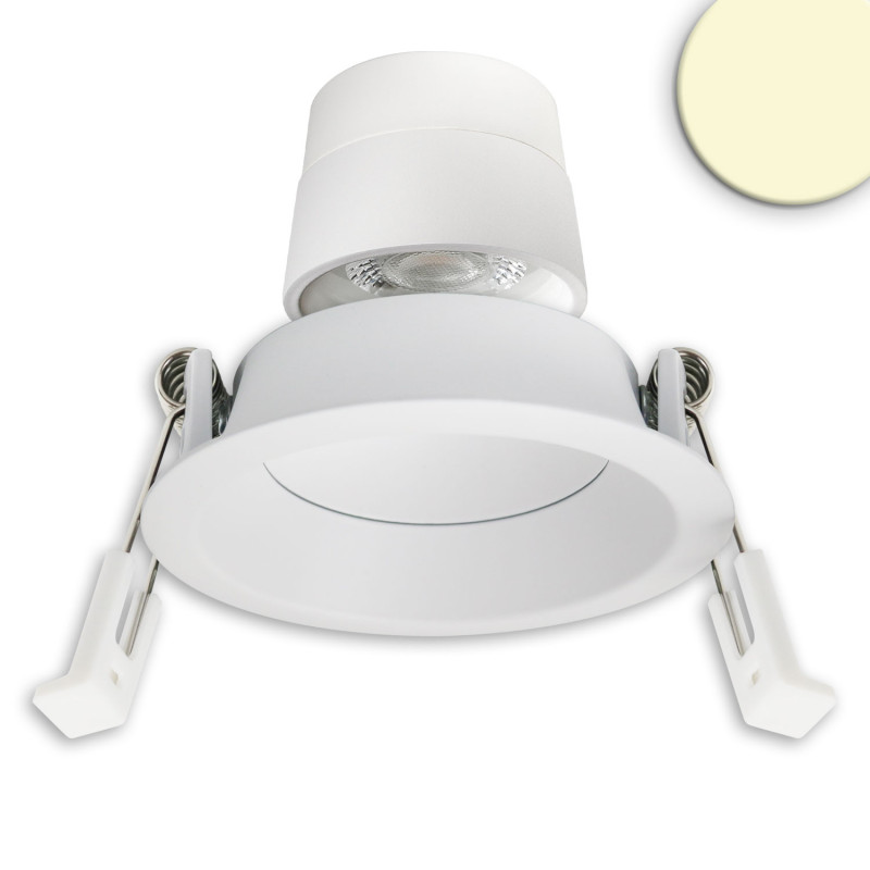 LED Einbaustr. Back68, weiß matt, rund, 5W, CRI90, 3000K, schwenkbar, rückvers., UGR unter 12, dimmbar