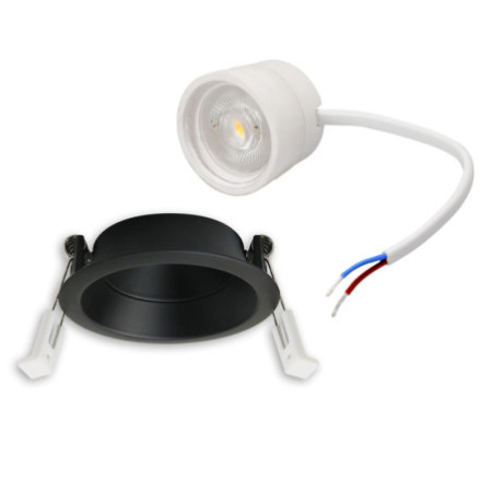 LED Einbaustr. Back68, schwarz matt, rund, 5W, CRI90, 2700K, schwenkbar, rückvers., UGR unter 12, dimmbar