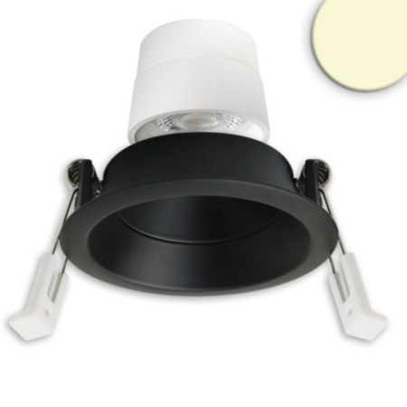 LED Einbaustr. Back68, schwarz matt, rund, 5W, CRI90, 3000K, schwenkbar, rückvers., UGR unter 12, dimmbar