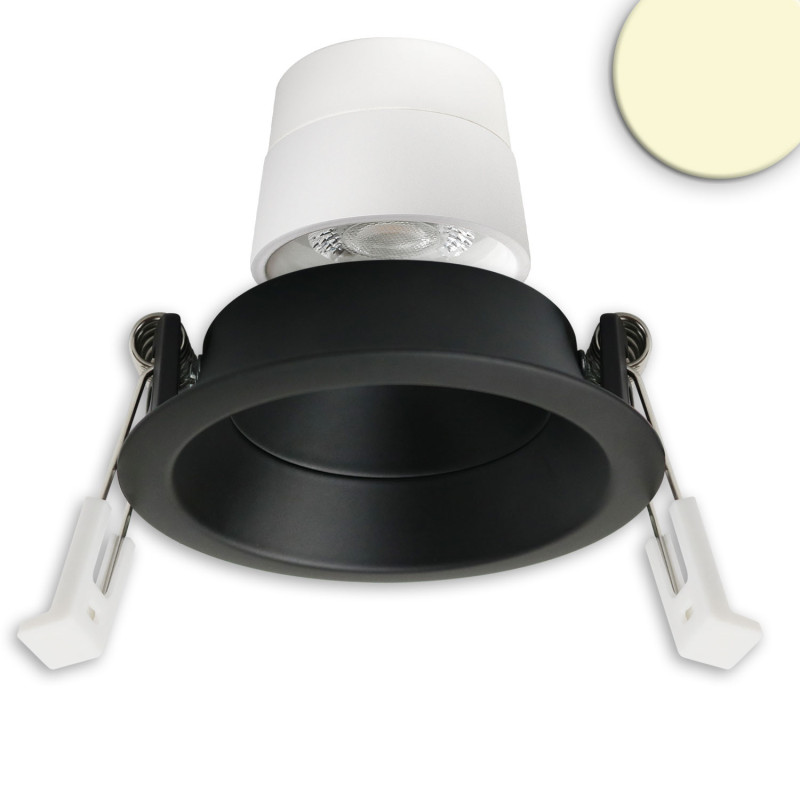 LED Einbaustr. Back68, schwarz matt, rund, 5W, CRI90, 3000K, schwenkbar, rückvers., UGR unter 12, dimmbar