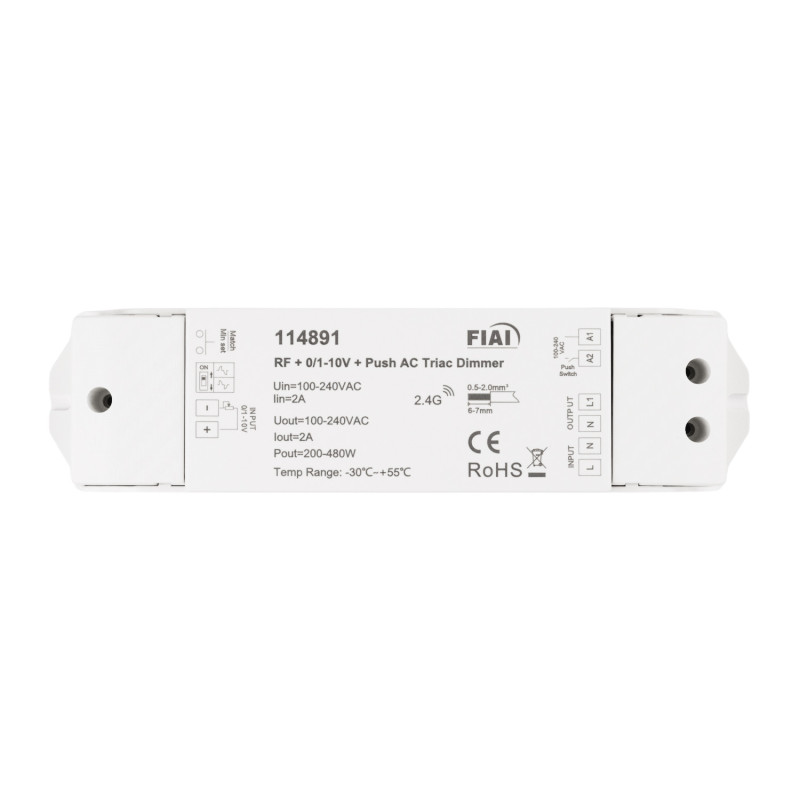 Sys-Pro Funk/Push/1-10V Input, Triac-Dimmer, 230V, 480VA, Phasenan-/Abschnitt wählbar