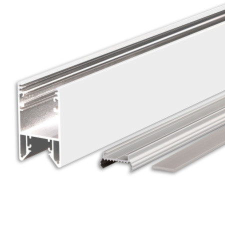 LED Leuchtenprofil HALON Aluminium weiß RAL 9003, 200cm, mit einklickbarem Kühlstreifen