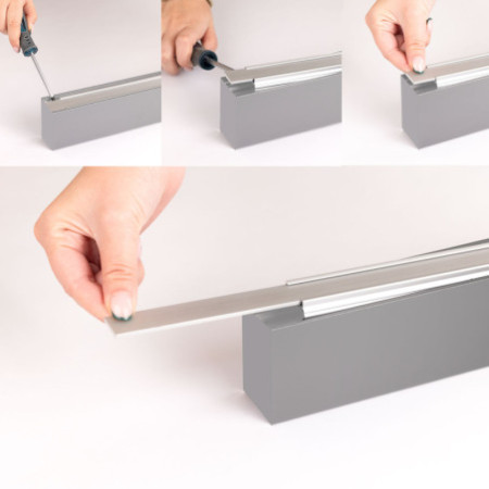 LED Leuchtenprofil HALON Aluminium silber pulverbeschichtet, 200cm, mit einklickbarem Kühlstreifen
