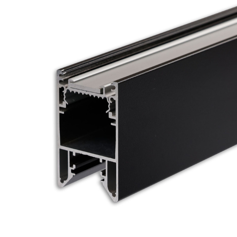 LED Leuchtenprofil HALON Aluminium schwarz RAL 9005, 200cm, mit einklickbarem Kühlstreifen