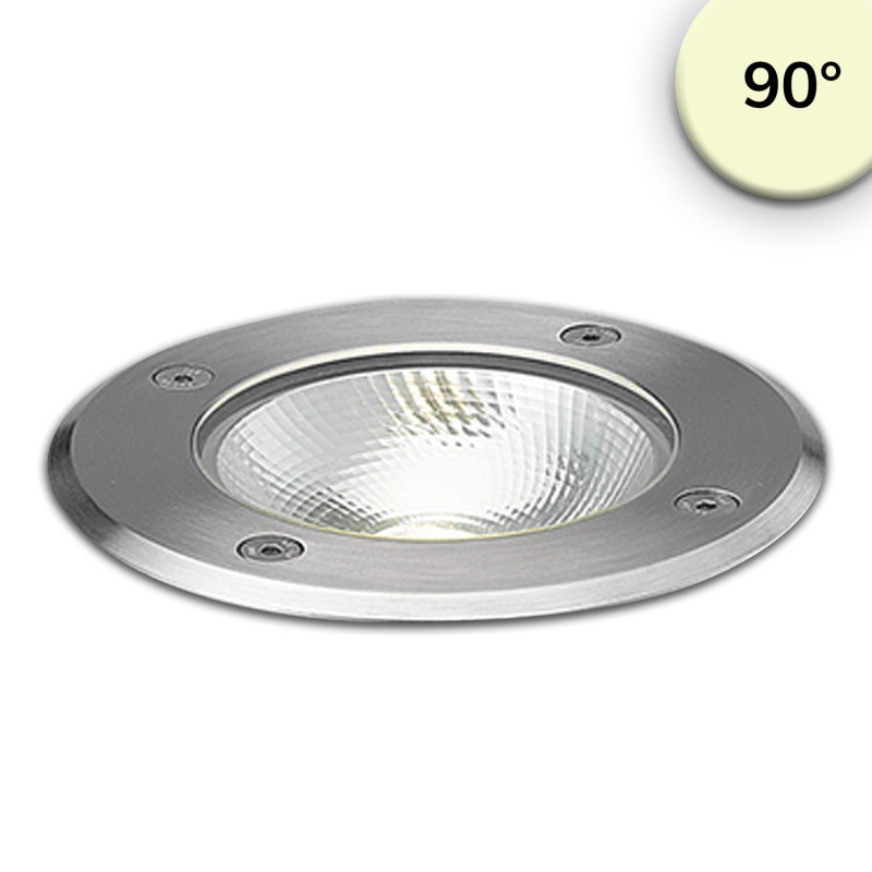 LED Bodeneinbaustrahler, rund Edelstahl, IP67, 7W COB, 90°, warmweiß