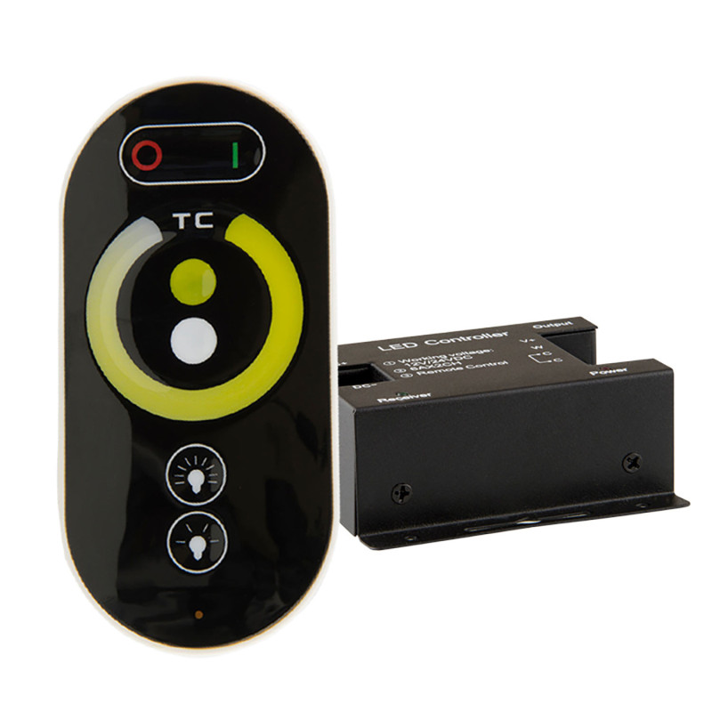 Wireless Touch weißdynamischer PWM-Dimmer mit Funk-Fernbedienung, 12-24V DC 2x6A
