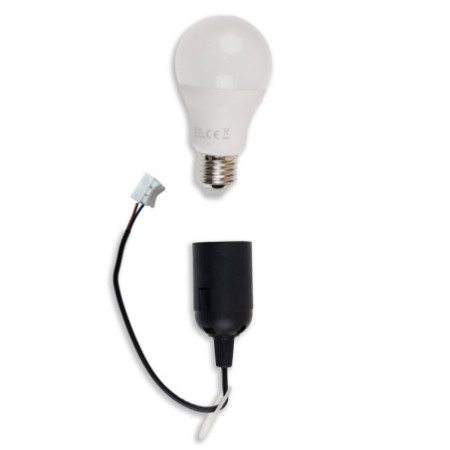 Baufassung E27 SET mit Federklemme, Öse und LED bulb 9W, warmweiß