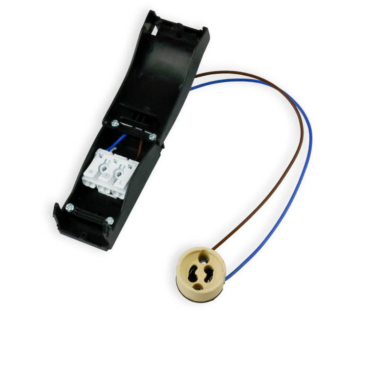 GU10 Fassung mit Anschlussbox 2x3-polig, 0,5-2,5mm², max. 250V/2A