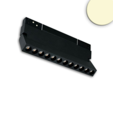 Track48 Raster-Schienenstrahler 22cm schwarz, 12W, 36°, UGR unter 19, 48V DC, 3000K, CRI90, DALI dimmbar