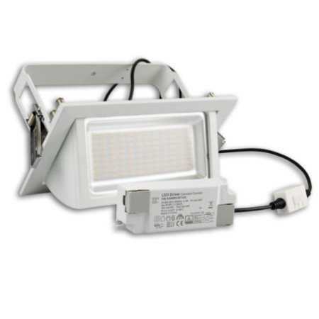LED Shop-Downlight Box, 32W, ausschwenkbar, weiß, ColorSwitch 3000|4000|6000K, dimmbar