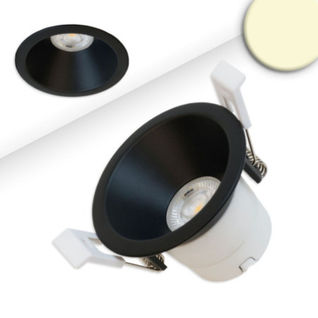LED Einbaustrahler BACK60, schwarz matt, rund, 5W, CRI90, 2700K, rückversetzt, UGR unter 12, dimmbar