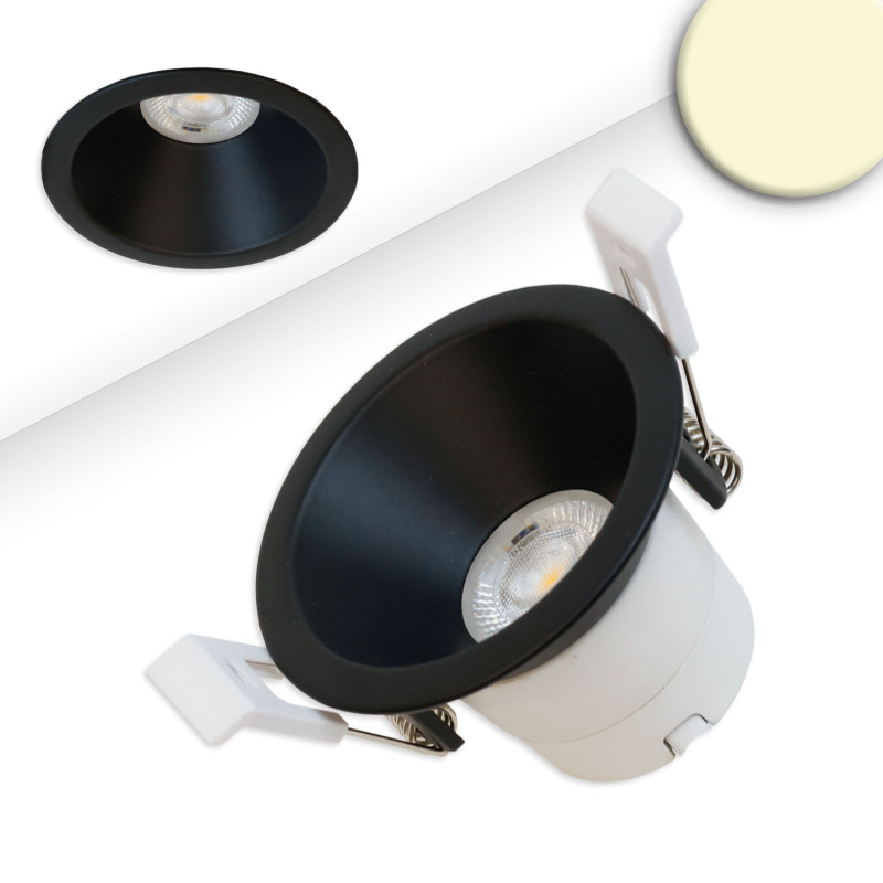 LED Einbaustrahler BACK60, schwarz matt, rund, 5W, CRI90, 3000K, rückversetzt, UGR unter 12, dimmbar