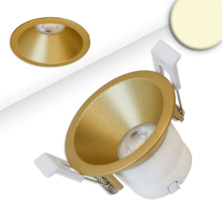 LED Einbaustrahler BACK60, gold, rund, 5W, CRI90, 2700K, rückversetzt, UGR unter 12, dimmbar