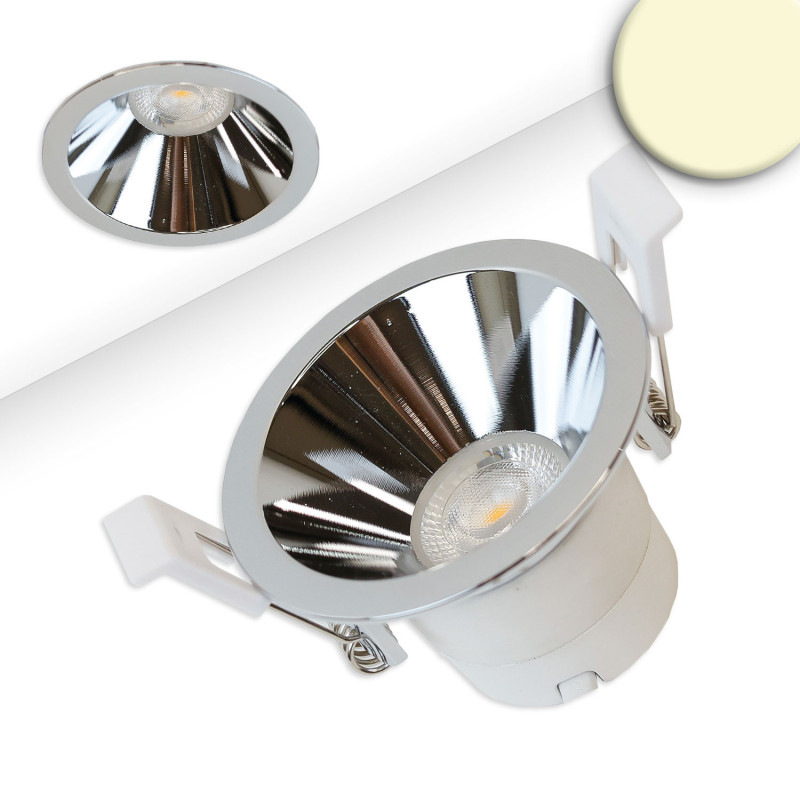 LED Einbaustrahler BACK60, alu glänzend, rund, 5W, CRI90, 3000K, rückversetzt, UGR unter 12, dimmbar