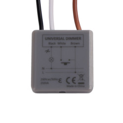 Universal-Push Mini-Dimmer für dimmbare 230V Leuchten/Trafos, 250VA