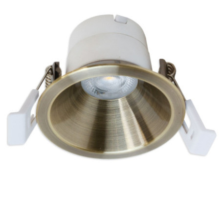 LED Einbaustrahler BACK60, messing geb., rund, 5W, CRI90, 3000K, rückversetzt, UGR unter 12, dimmbar