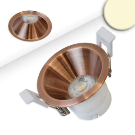 LED Einbaustrahler BACK60, rosegold, rund, 5W, CRI90, 3000K, rückversetzt, UGR unter 12, dimmbar