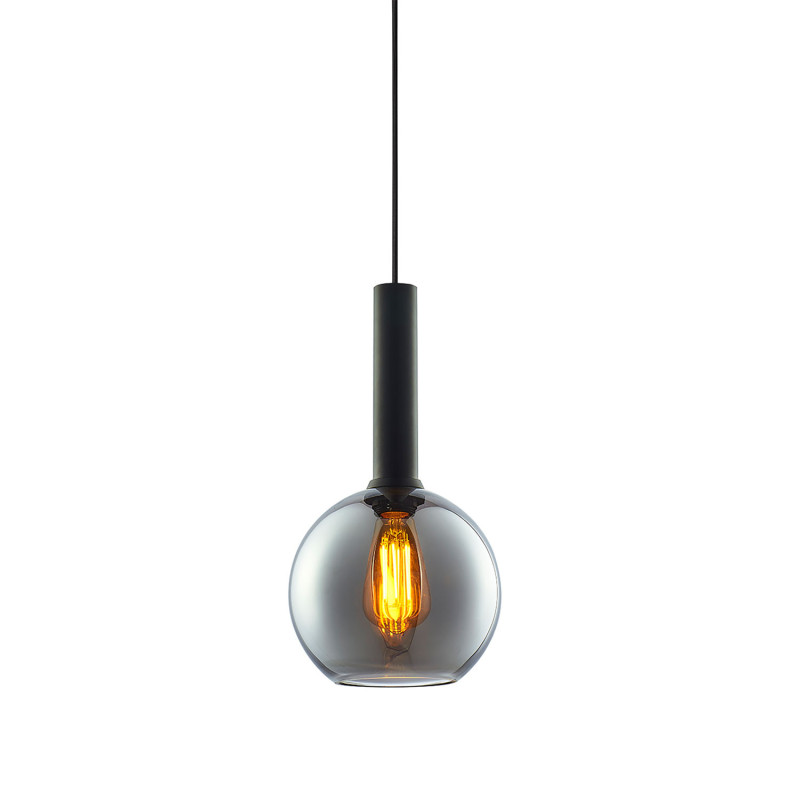 Pendelleuchte, black round Glas, E27, 20cm, 50-300cm, exkl. Leuchtmittel, exkl. Baldachin