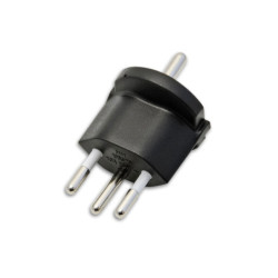 Fixadapter CH Typ 12 auf Schuko CEE 7/7, schwarz, nicht demontierbar, 10A