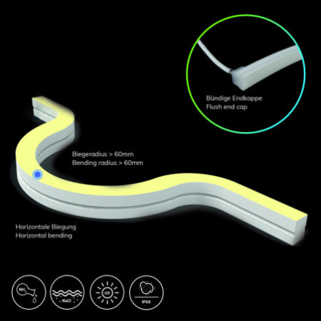 LED NeonPRO940 Custom Flexband B08H12, 24V DC, 12W, IP67, 4000K, 5m Rolle, 140 LED/m, inkl. Clips