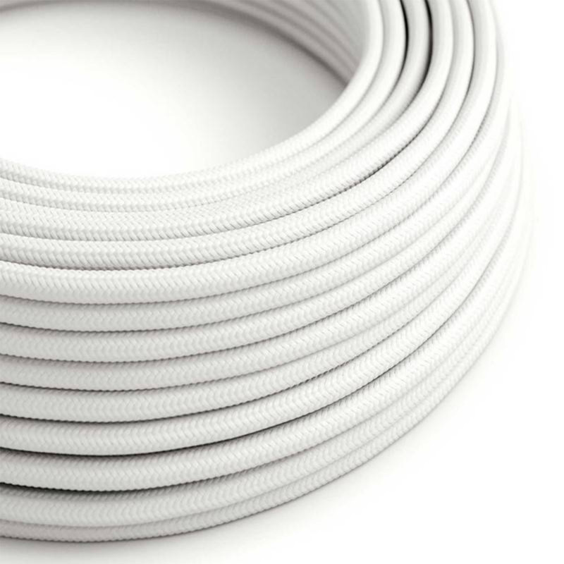 Kabel Stoff-ummantelt weiß, 3x0,75mm² AWG18, Meterware