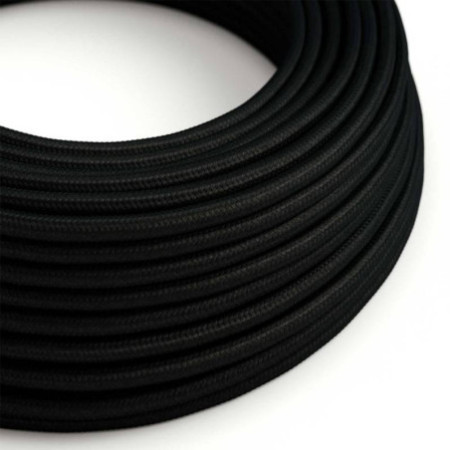 Kabel Stoff-ummantelt, schwarz, 3x0,75mm² AWG18, Meterware