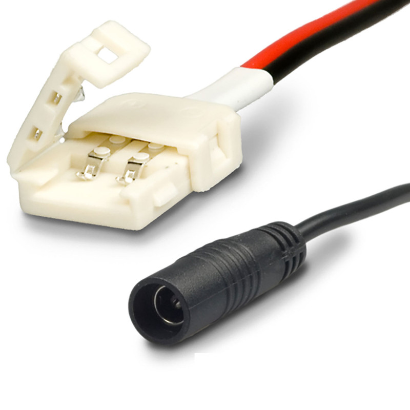 Clip-Rundstecker-Anschluss (max. 5A) für 2-pol. IP20 Flexstripes mit Breite 8mm, Pitch-Abstand über 12mm