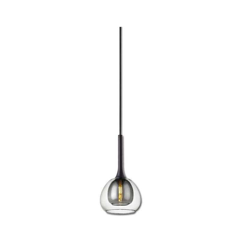 Pendelleuchte, clear/black Glas, E14, 50-300cm, exkl. Leuchtmittel, exkl. Baldachin
