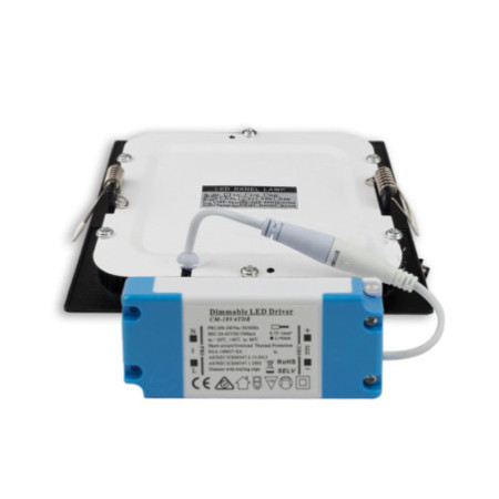 LED Downlight, 18W, eckig ultraflach schwarz, 225x225mm, ColorSwitch 3000|3500|4000K, dimmbar