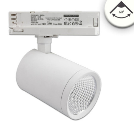 3-Phasen Schienenstrahler, 35W, 60°, weiß matt, 4000K, CRI90