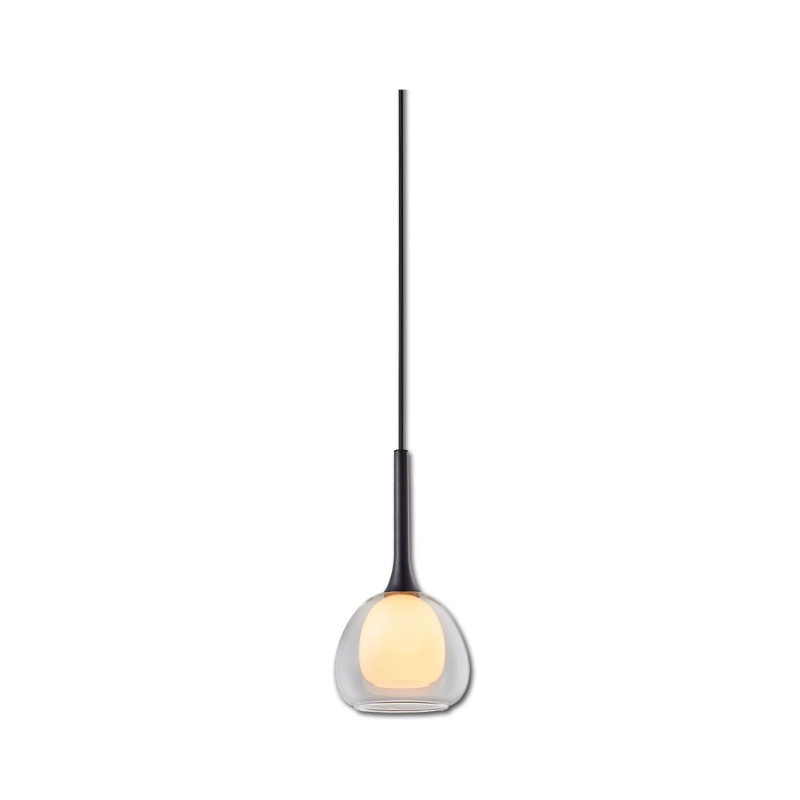 Pendelleuchte, clear/white Glas, E14, 50-300cm, exkl. Leuchtmittel, exkl. Baldachin