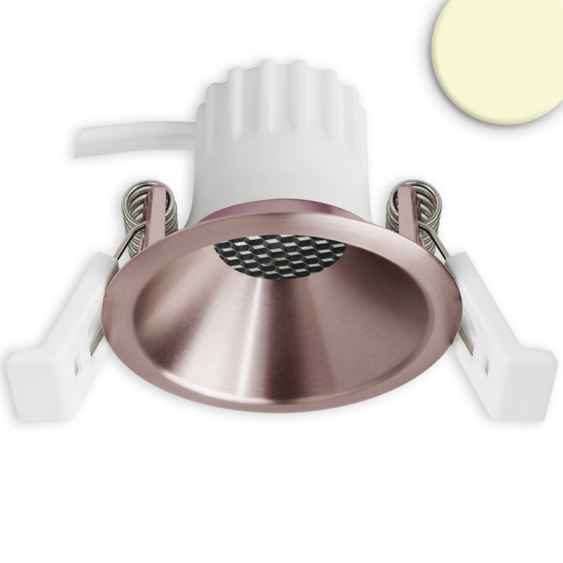 LED Einbaustrahler BACK45, rosegold, rund, 5W, CRI90, 2700K, rückversetzt, Honeycomb, dimmbar
