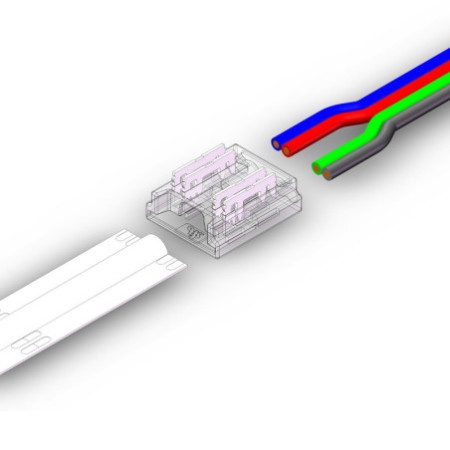 Kontakt-Kabelanschluss (max. 5A/0,5qmm) K2-410-COB für 4-pol. IP20 Flexstripes mit Breite 10mm