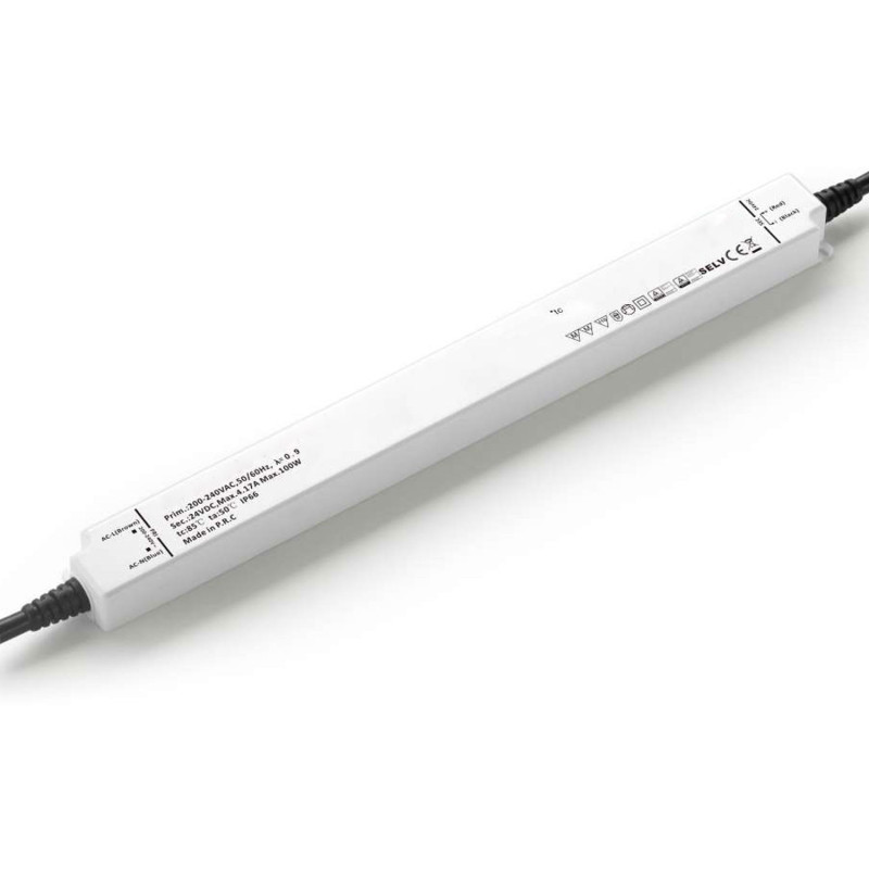 LED Trafo 24V/DC, 0-100W, IP66, SELV, flach, ultraschmal